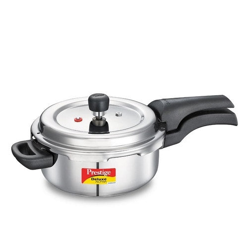 Prestige Deluxe Alpha Stainless Steel Pressure Cooker, 4 Litres, Silver