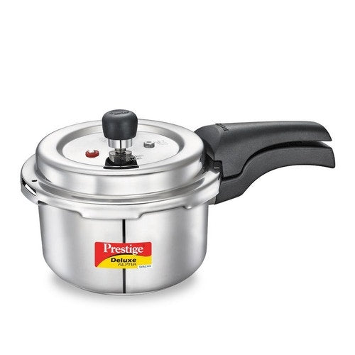 Prestige Deluxe Alpha Stainless Steel Pressure Cooker, 4 Litres, Silver