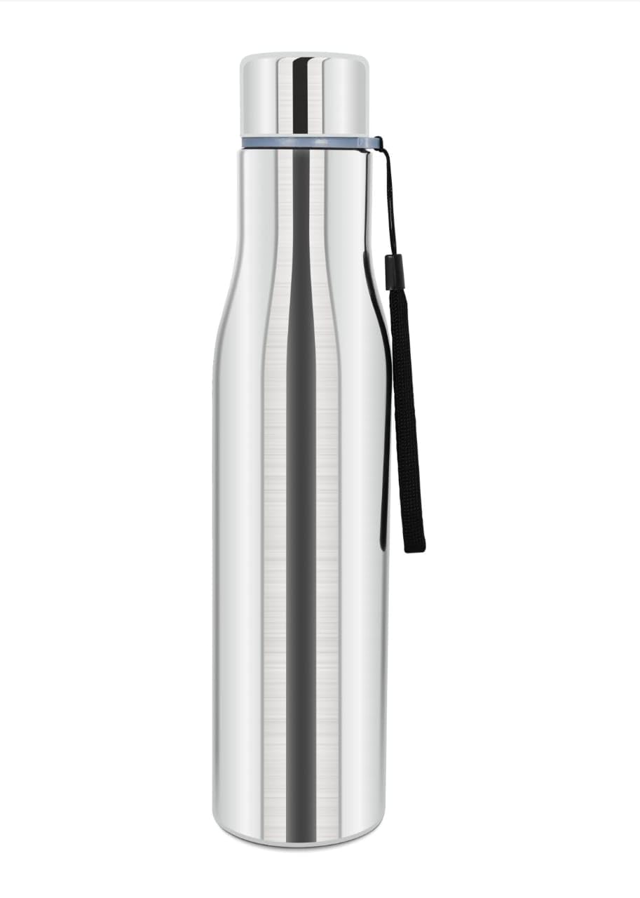 KEMP DELIZIO BRITA Edition Stainless Steel Fridge Water Bottle 1000 ML | 1 L | Single Walled | Office | Gym | Travelling | Leak Proof LID | ECO Friendly | BPA Free | for Adult, Kids