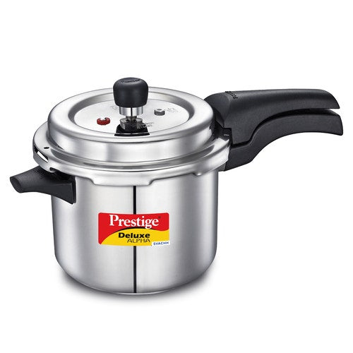 Prestige Deluxe Alpha Stainless Steel Pressure Cooker, 4 Litres, Silver
