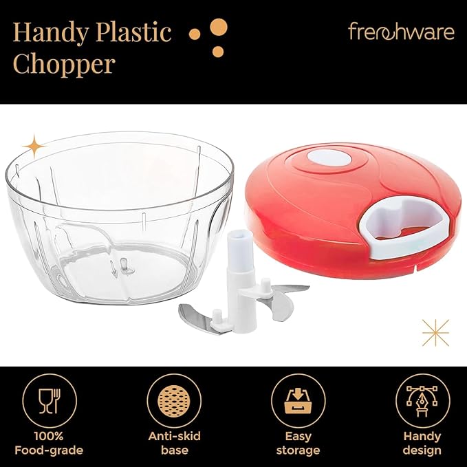 KEMP Quick Manual string Chopper Multipurpose Manual Vegetable, Dry Fruit and Onion Handy Chopper and Quick Cutter Machine for Kitchen with 3 Stainless Steel Blade (500ml)