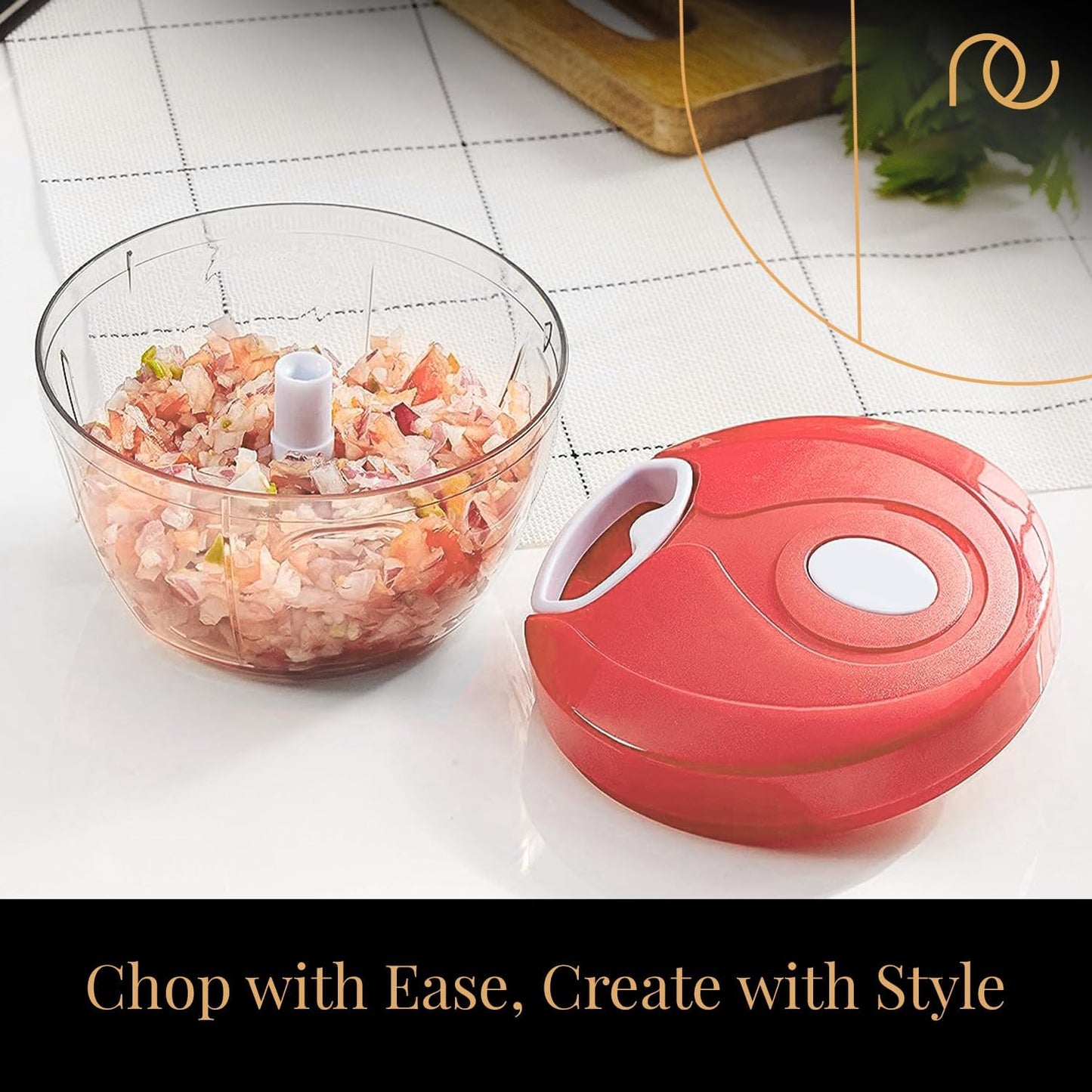 KEMP Quick Manual string Chopper Multipurpose Manual Vegetable, Dry Fruit and Onion Handy Chopper and Quick Cutter Machine for Kitchen with 3 Stainless Steel Blade (500ml)
