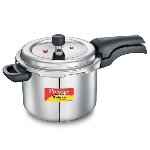 Prestige Deluxe Alpha Stainless Steel Pressure Cooker, 4 Litres, Silver