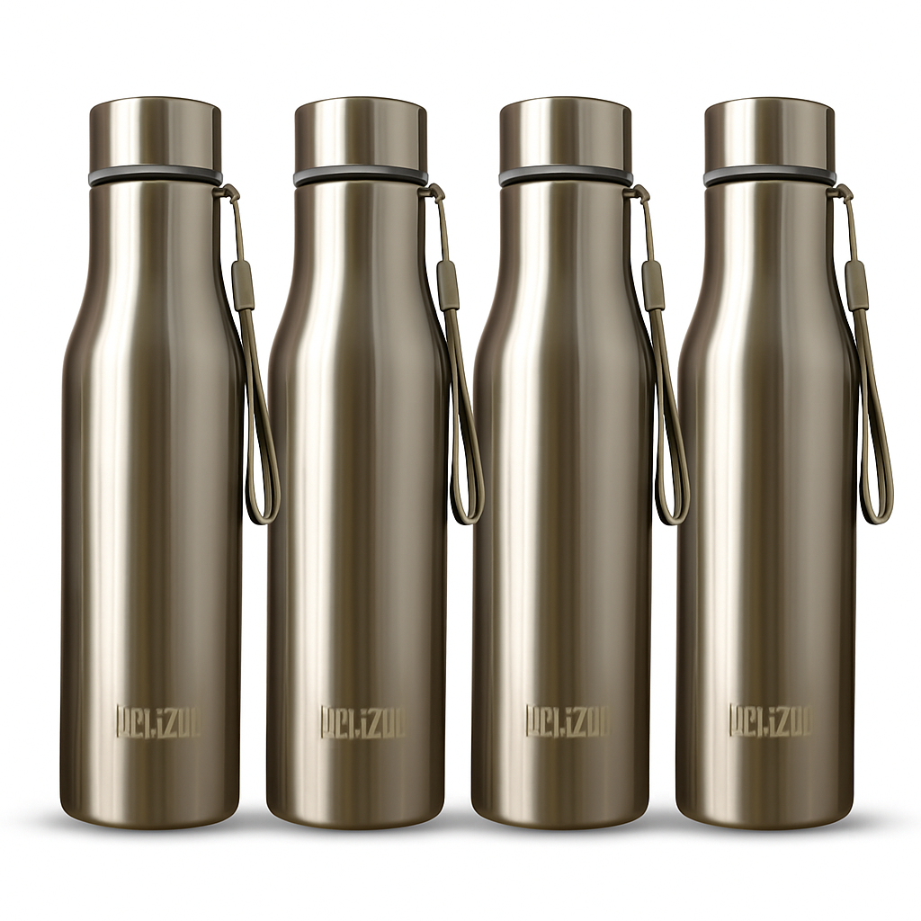 KEMP DELIZIO BRITA Edition Stainless Steel Fridge Water Bottle 1000 ML | 1 L | Single Walled | Office | Gym | Travelling | Leak Proof LID | ECO Friendly | BPA Free | for Adult, Kids