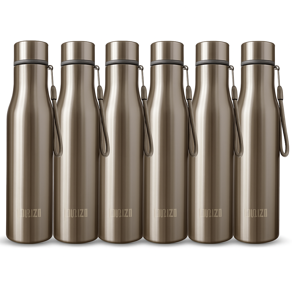 KEMP DELIZIO BRITA Edition Stainless Steel Fridge Water Bottle 1000 ML | 1 L | Single Walled | Office | Gym | Travelling | Leak Proof LID | ECO Friendly | BPA Free | for Adult, Kids