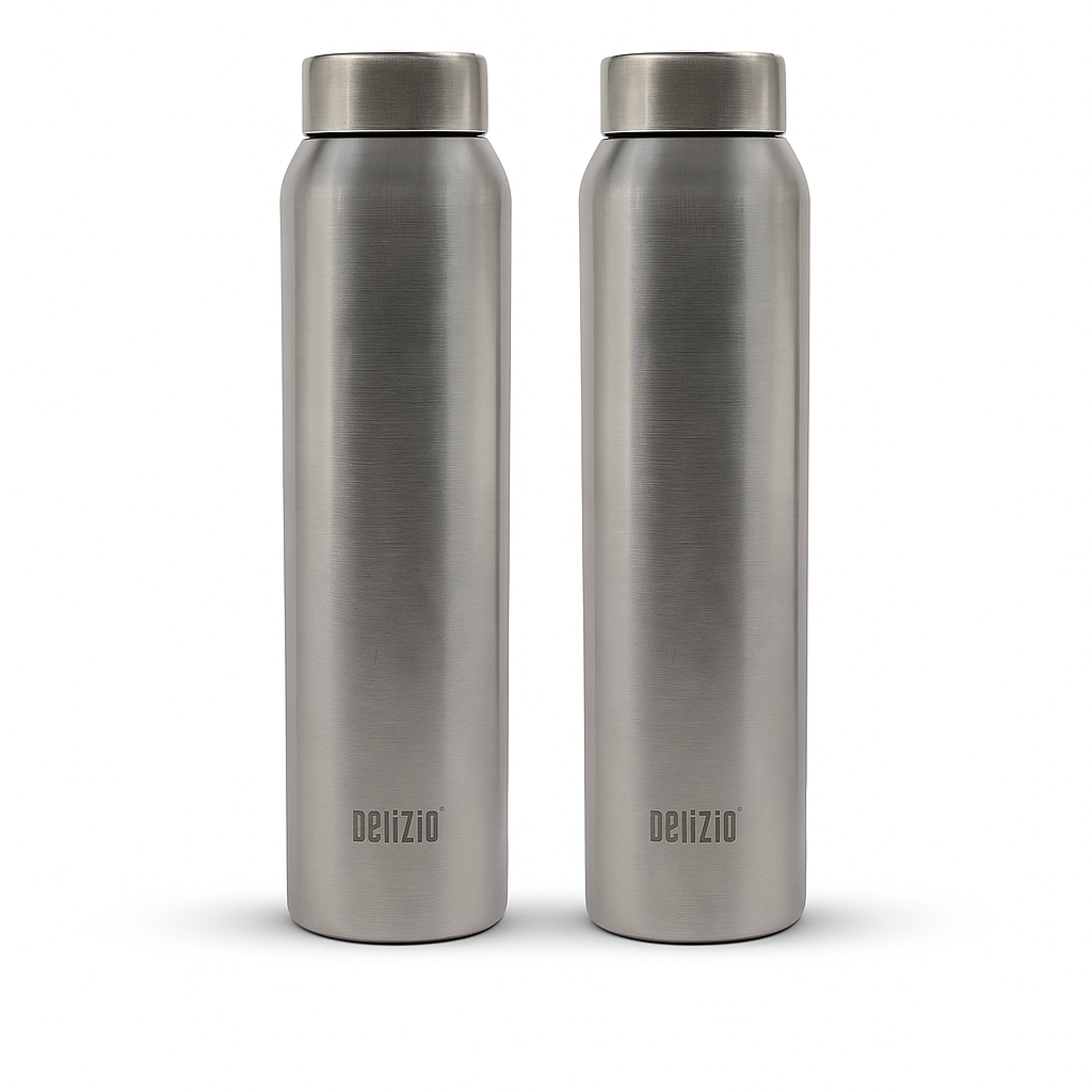 KEMP DELIZIO SOLO Edition Stainless Steel Fridge Water Bottle 1000 ML | 1 L | Single Walled | Office | Gym | Travelling | Leak Proof LID | ECO Friendly | BPA Free | for Adult, Kids