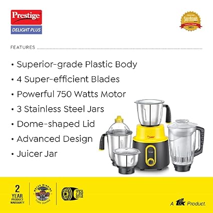 Prestige Delight Plus - 750W Mixer Grinder (4 Jars)