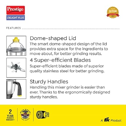 Prestige Delight Plus - 750W Mixer Grinder (4 Jars)
