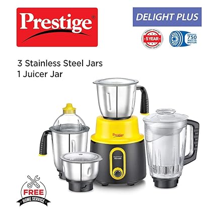 Prestige Delight Plus - 750W Mixer Grinder (4 Jars)