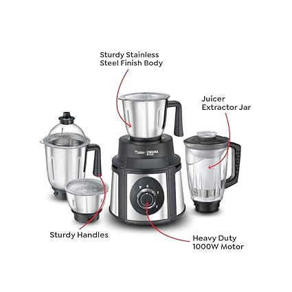 Prestige Endura 1000W Mixer Grinder (4 Jars)