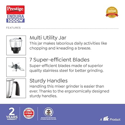 Prestige Endura 1000W Mixer Grinder (6 Jars)