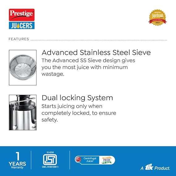 Prestige Centrifugal Juicer - PCJ 7.0 - 500W