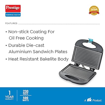 Prestige Sandwich Toaster PGMFB (D) Designer Series 800 W