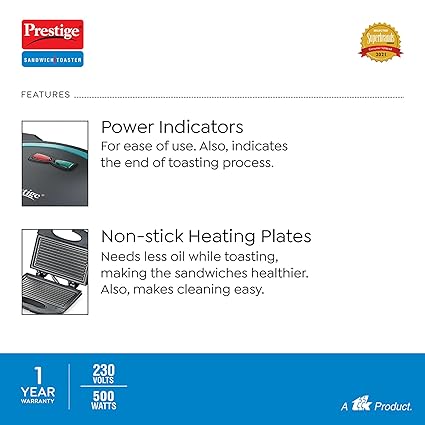 Prestige Sandwich Toaster PGMFB (D) Designer Series 800 W
