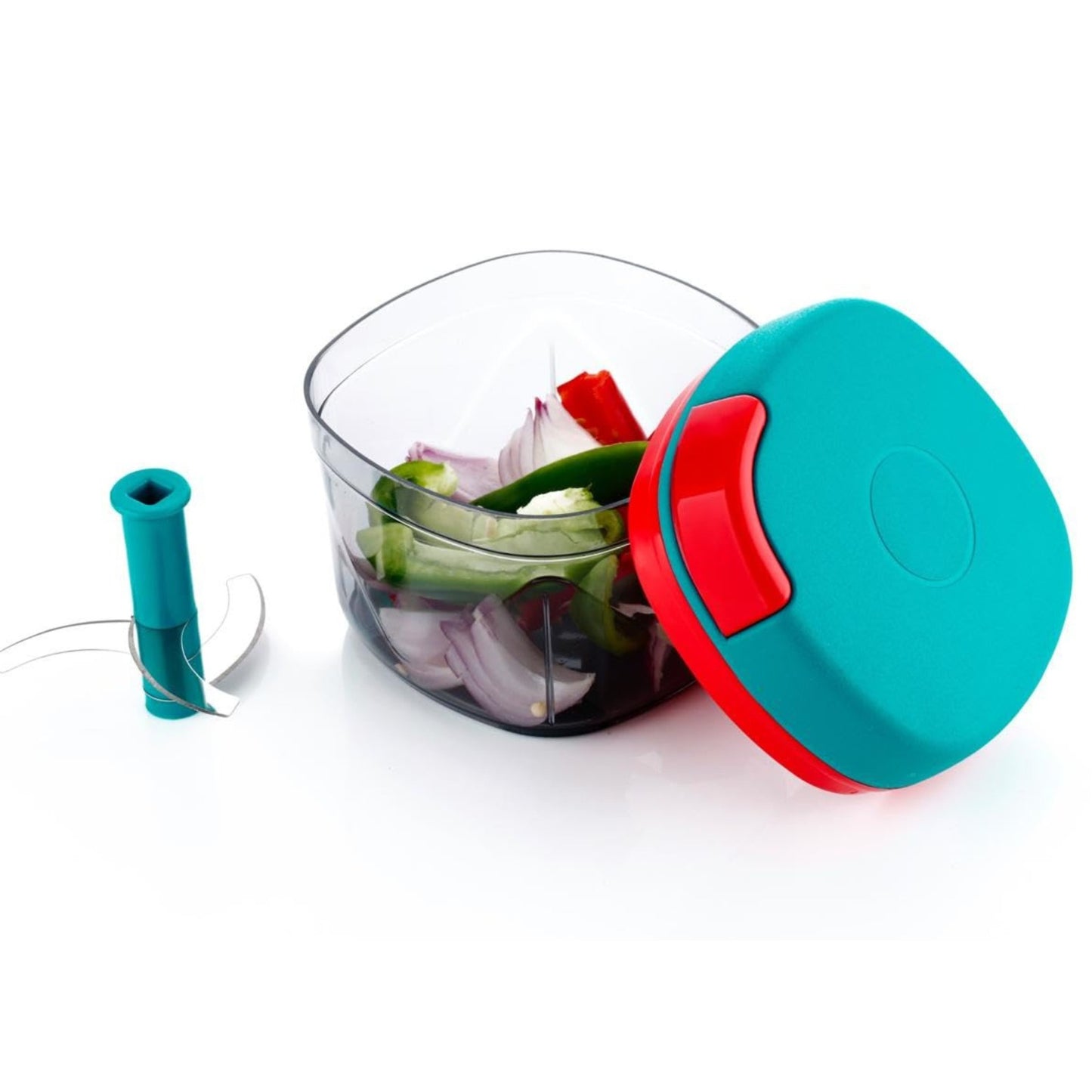 KEMP Quick Manual string Chopper Multipurpose Manual Vegetable, Dry Fruit and Onion Handy Chopper and Quick Cutter Machine for Kitchen with 3 Stainless Steel Blade (700 ML)