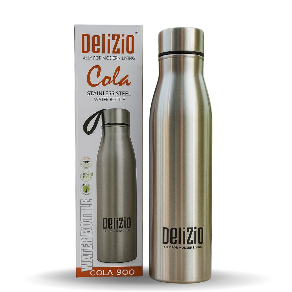 KEMP DELIZIO COLA Edition Stainless Steel Fridge Water Bottle 1000 ML | 1 L | Single Walled | Office | Gym | Travelling | Leak Proof LID | ECO Friendly | BPA Free | for Adult, Kids