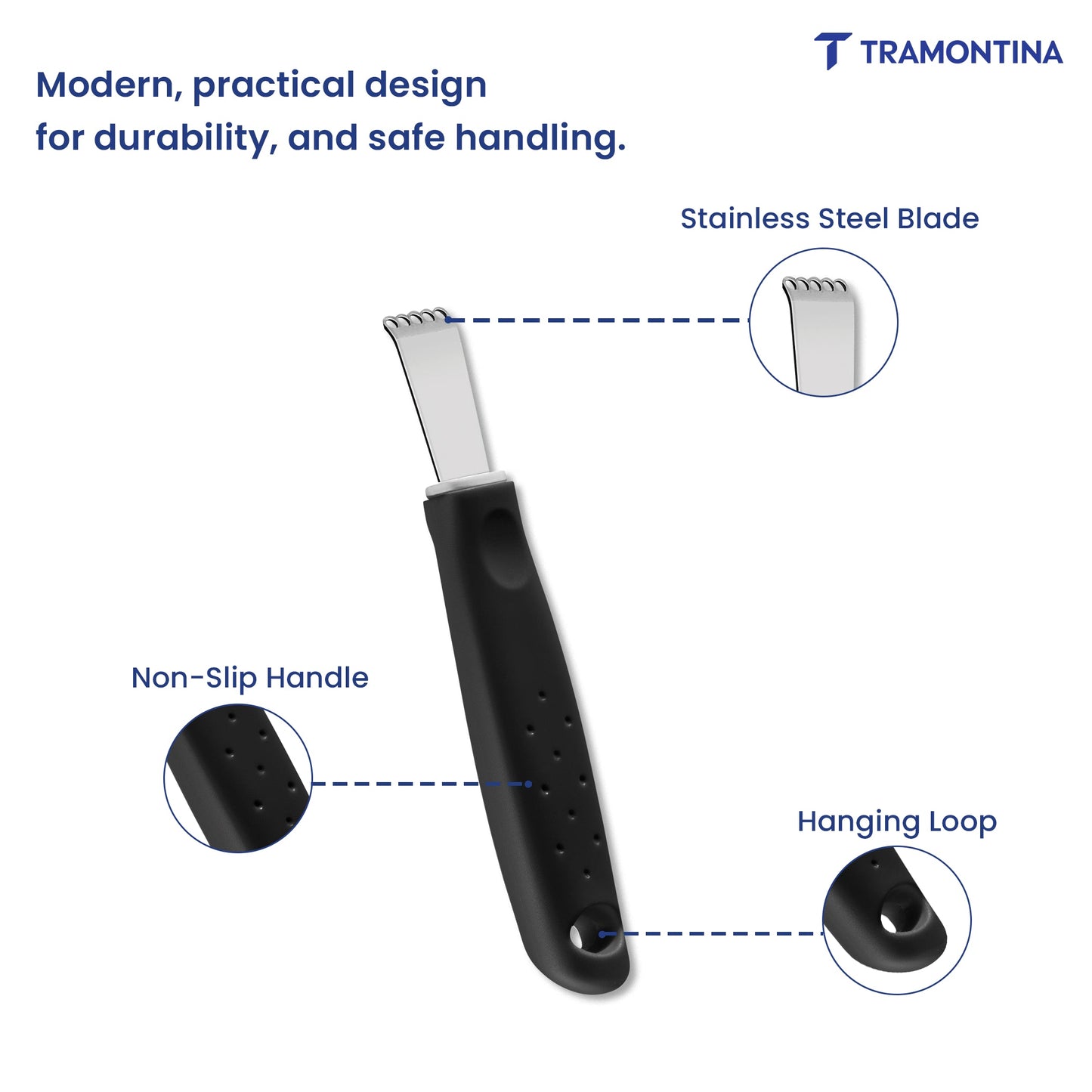 Tramontina Utilitá stainless steel baller with 2.4 cm black polypropylene handle