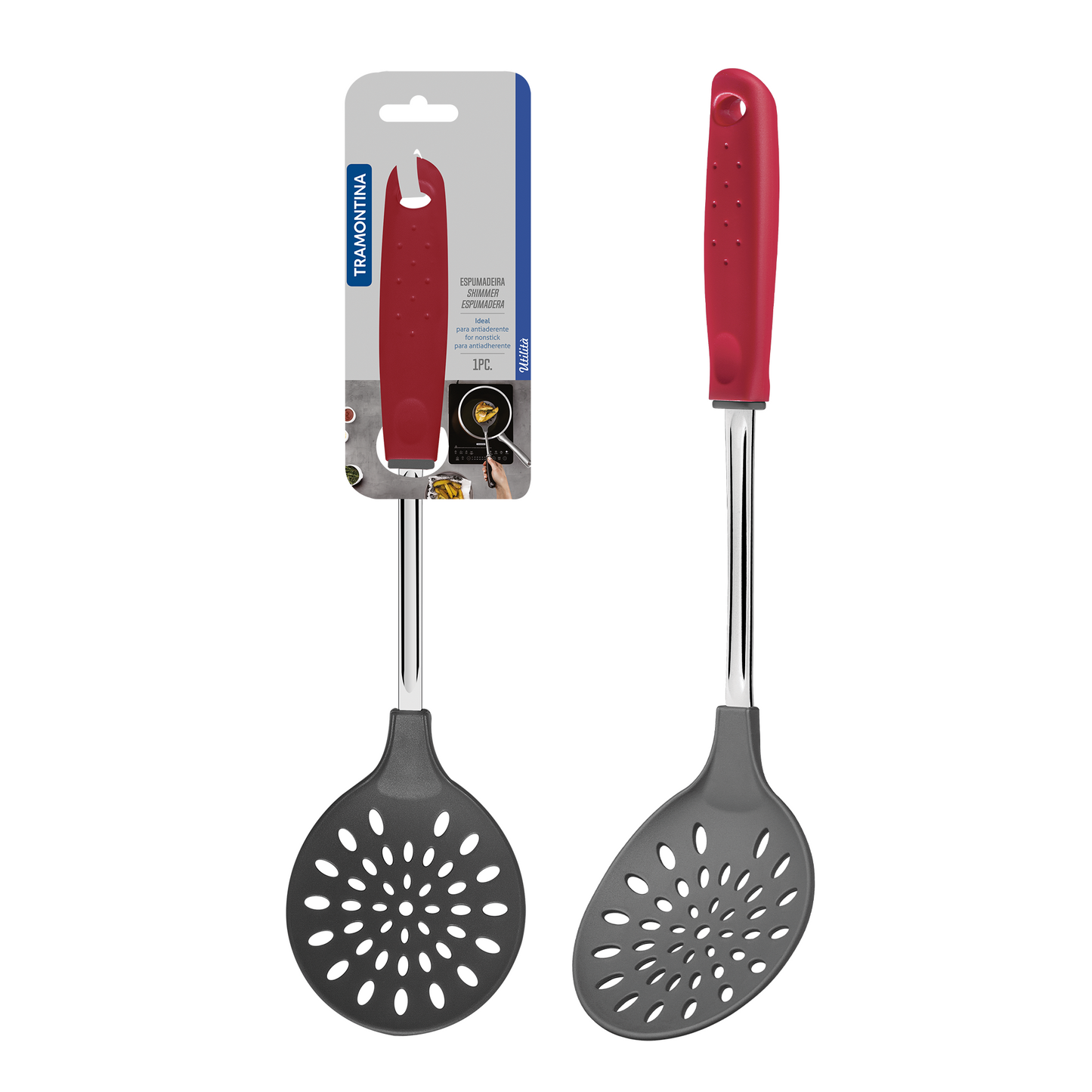 Tramontina Utilitá Nylon Skimmer with Red Polypropylene Handle
