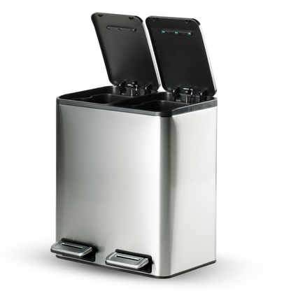 Tramontina Trash Bin 8 Litre X 2 Stainless Steel Wide Rectangle