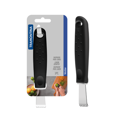 Tramontina Utilitá Stainless Steel Lemon Grater with Black Polypropylene Handle