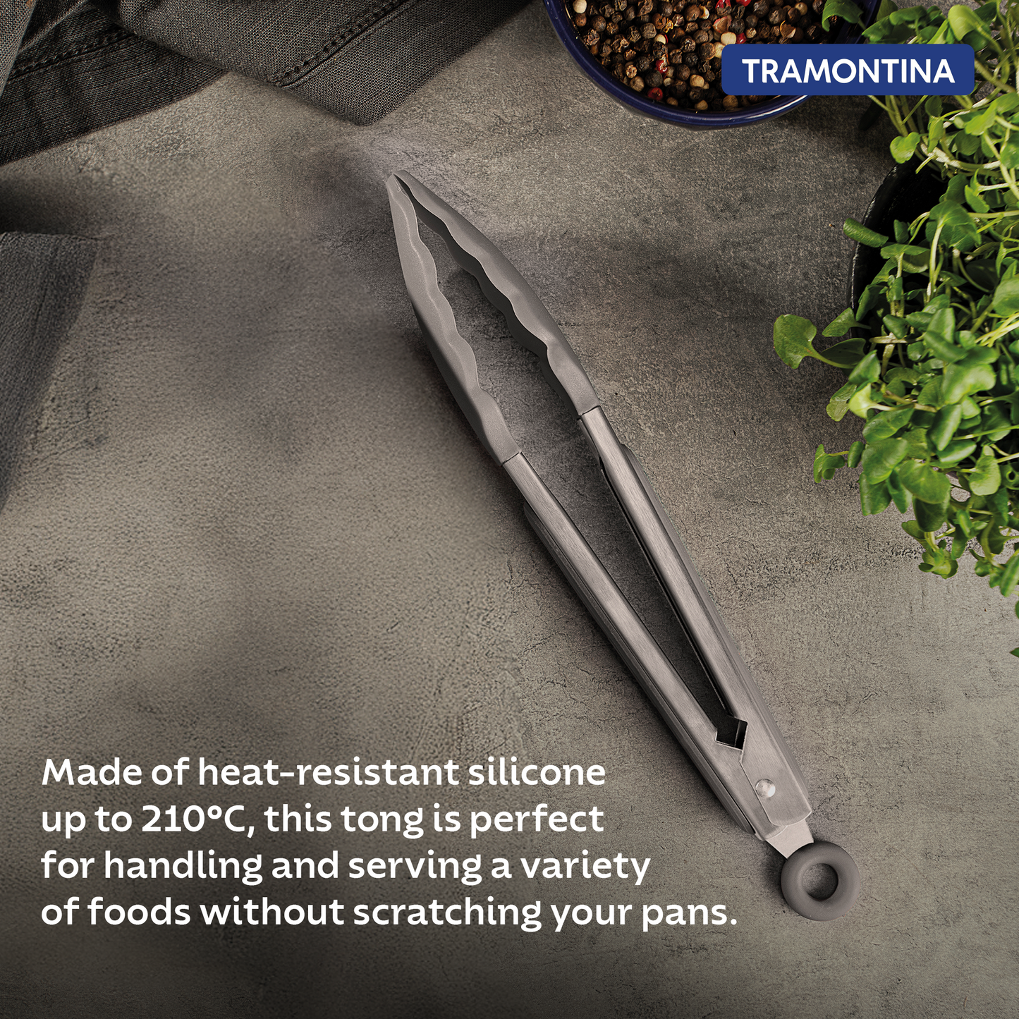 Tramontina Softta Silicone Small Tong - Grey