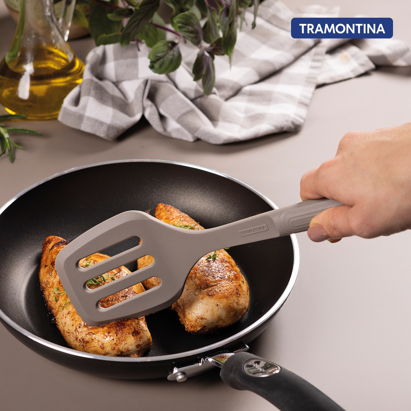 Tramontina Softta Silicone Hollow Spatula - Grey