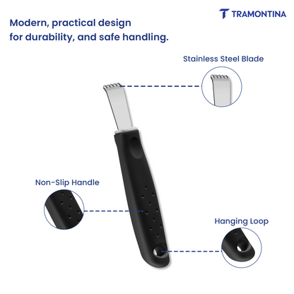 Tramontina Utilitá Stainless Steel Lemon Grater with Black Polypropylene Handle