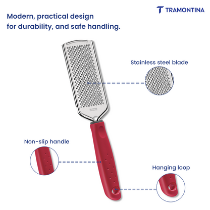 Tramontina Utilitá Stainless Steel Mini Grater with Red Polypropylene Handle