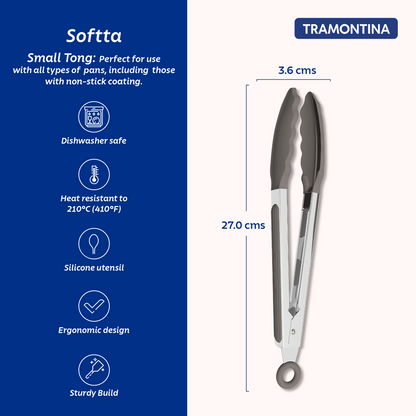 Tramontina Softta Silicone Small Tong - Grey