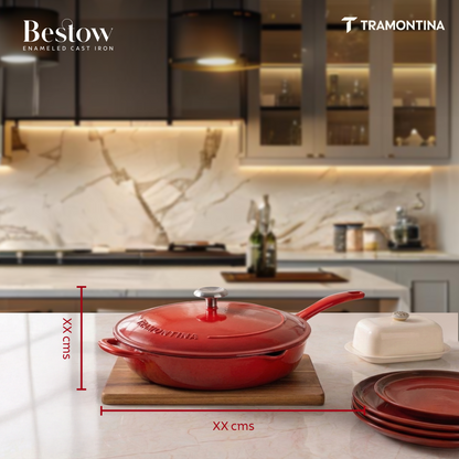 Tramontina Bestow Enameled Cast Iron Covered Skillet