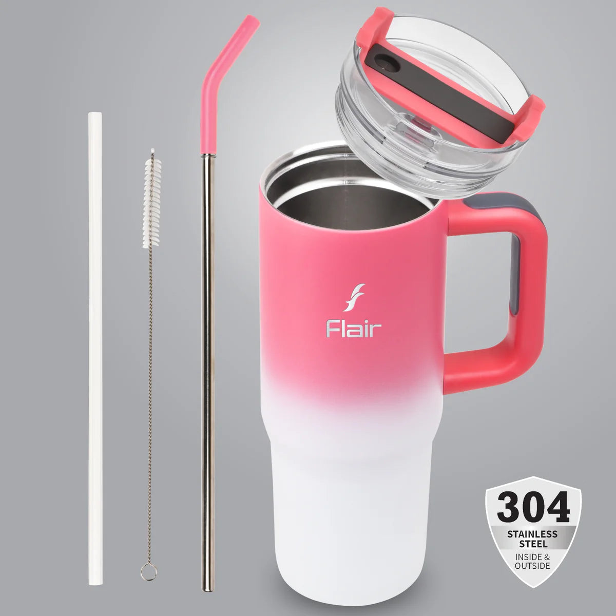Flair Vogue 750ml Insulated Tumbler with Lid & Straw – Versatile Travel Mug for Iced Beverages & Coffee