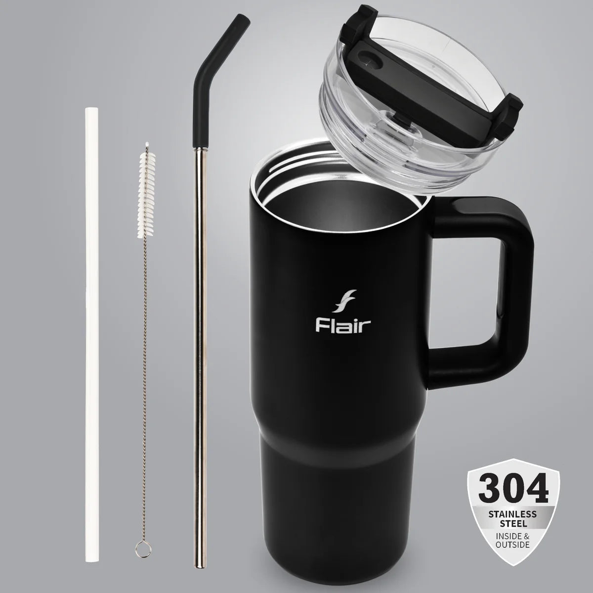 Flair Vogue 750ml Insulated Tumbler with Lid & Straw – Versatile Travel Mug for Iced Beverages & Coffee