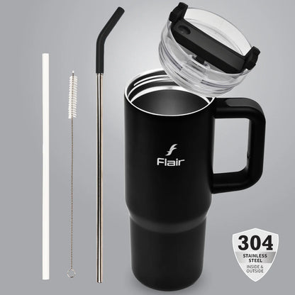 Flair Vogue 750ml Insulated Tumbler with Lid & Straw – Versatile Travel Mug for Iced Beverages & Coffee
