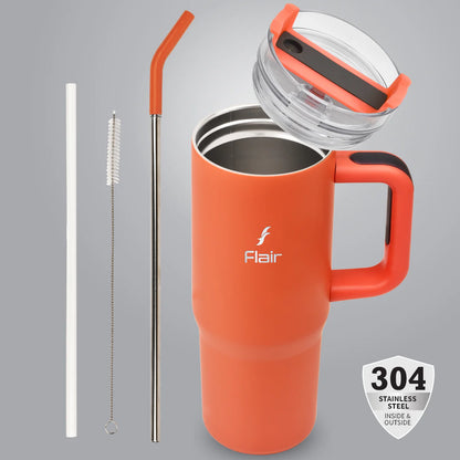 Flair Vogue 750ml Insulated Tumbler with Lid & Straw – Versatile Travel Mug for Iced Beverages & Coffee