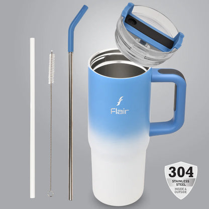 Flair Vogue 750ml Insulated Tumbler with Lid & Straw – Versatile Travel Mug for Iced Beverages & Coffee