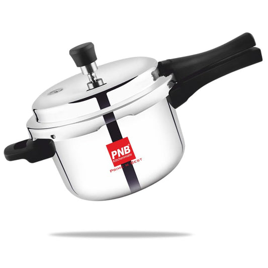 PNB Kitchenmate Magnito Triply Cooker - Outer Lid Pressure Cooker Induction and Gas Base - Induction Pressure Cooker With Inner Lid, Induction Cooker, Mirror Finish, Thickness: 2.5mm, Silver | 3L