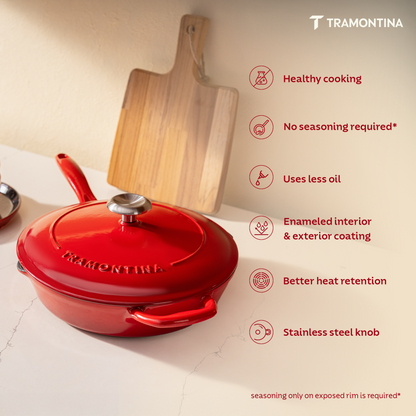 Tramontina Bestow Enameled Cast Iron Covered Skillet
