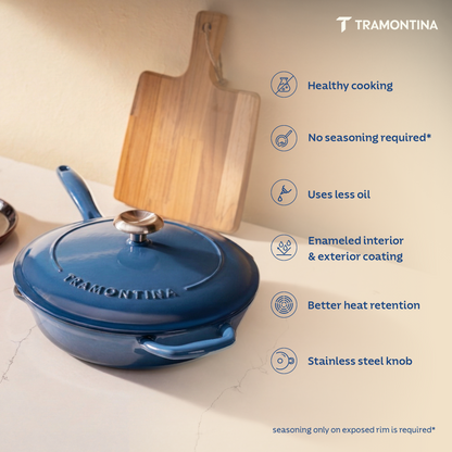 Tramontina Bestow Enameled Cast Iron Covered Skillet
