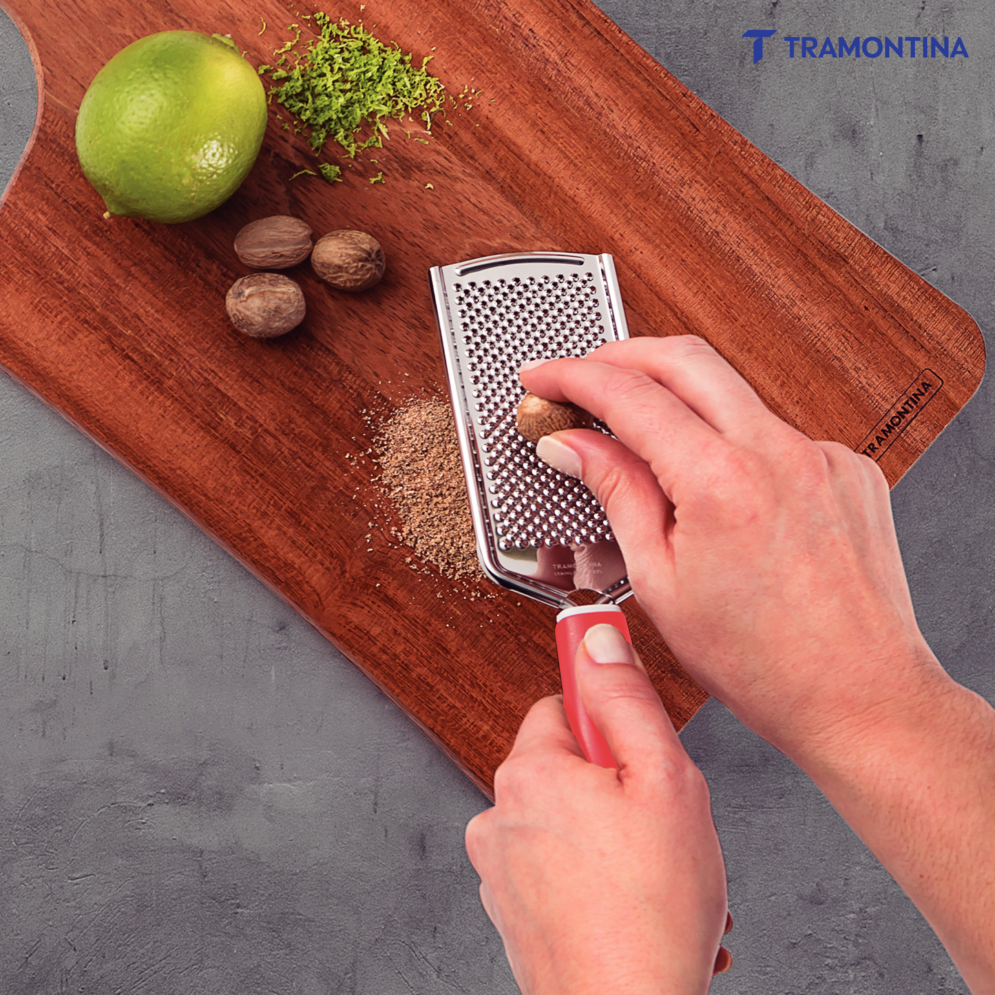 Tramontina Utilitá Stainless Steel Mini Grater with Red Polypropylene Handle