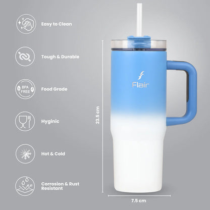 Flair Vogue 750ml Insulated Tumbler with Lid & Straw – Versatile Travel Mug for Iced Beverages & Coffee