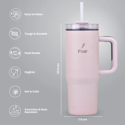 Flair Vogue 750ml Insulated Tumbler with Lid & Straw – Versatile Travel Mug for Iced Beverages & Coffee