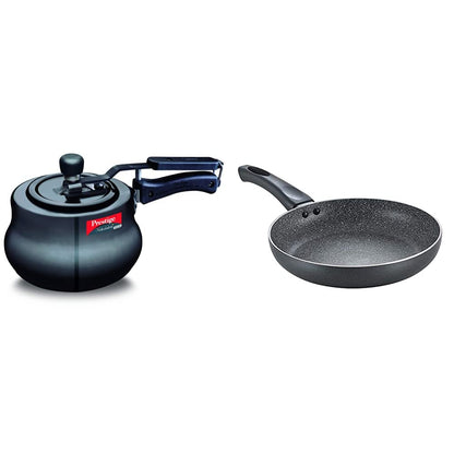 Prestige Svachh Nakshatra Plus Hard Anodised 3 Litre Pressure Handi Omega Deluxe Granite Fry Pan, 240mm, Black (36305)