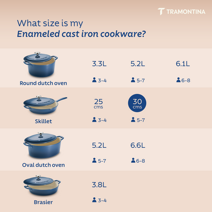 Tramontina Bestow Enameled Cast Iron Covered Skillet