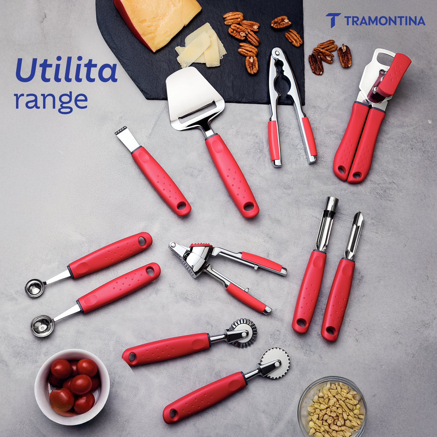 Tramontina Utilitá Stainless Steel Mini Grater with Red Polypropylene Handle
