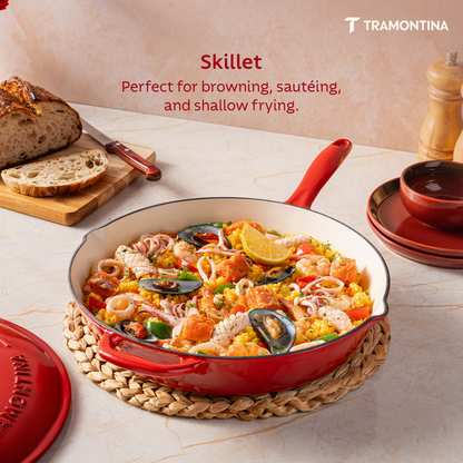 Tramontina Bestow Enameled Cast Iron Covered Skillet