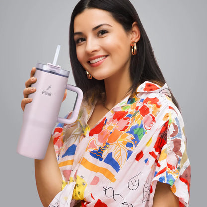 Flair Vogue 750ml Insulated Tumbler with Lid & Straw – Versatile Travel Mug for Iced Beverages & Coffee
