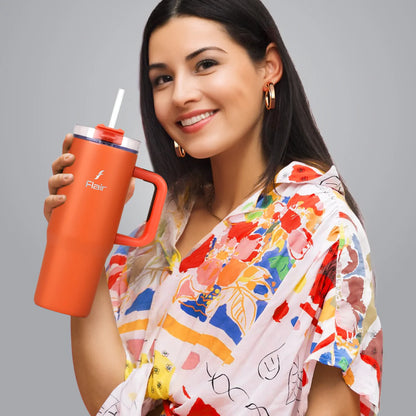 Flair Vogue 750ml Insulated Tumbler with Lid & Straw – Versatile Travel Mug for Iced Beverages & Coffee