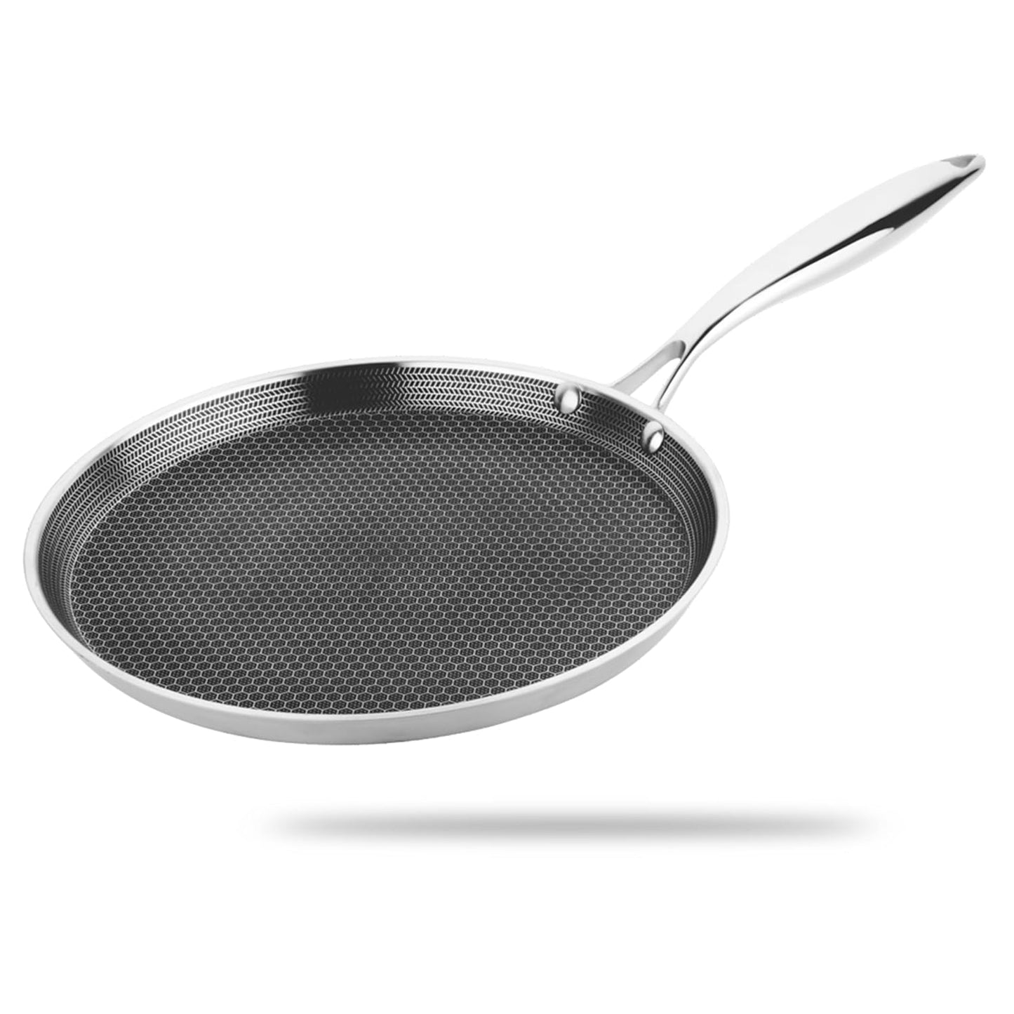 PNB Kitchenmate INOX Dosa Tawa - 30 cm Stainless Steel Dosa Tawa with - Gas & Induction Compatible - 3-Ply Clad Construction - Heat-Resistant Handles