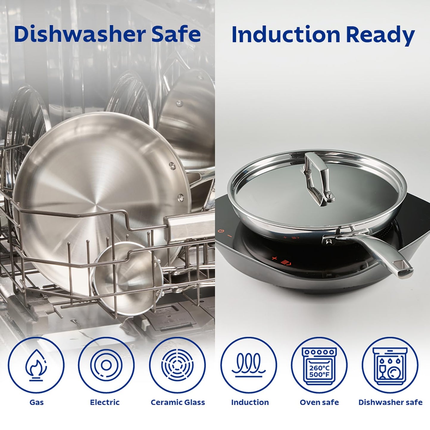 Tramontina Aeion 18cm Stainless Steel Tri-Ply Sauce Pan with SS Lid - 2.9L