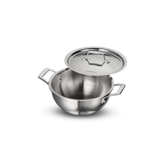 Tramontina Aeion 20cm Stainless Steel Tri-Ply Extra Deep Kadai with SS Lid - 2.3L